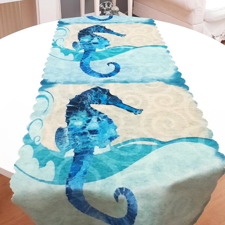 Marin Desenli Dekoratif Runner Örtü 40x140cm