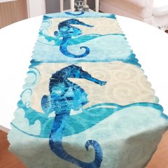 Marin Desenli Dekoratif Runner Örtü 40x140cm