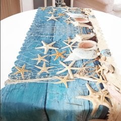Marin Desenli Dekoratif Runner Örtü 40x140cm