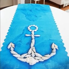 Marin Desenli Dekoratif Runner Örtü 40x140cm