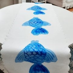 Marin Desenli Dekoratif Runner Örtü 40x140cm