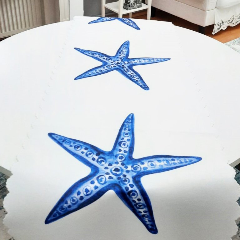 Marin Desenli Dekoratif Runner Örtü 40x140cm