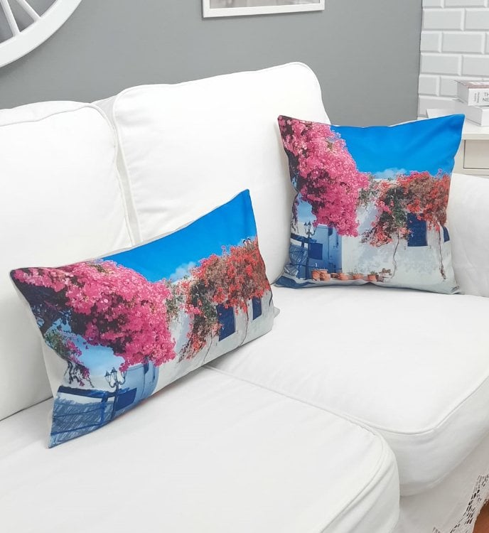 Yaz Desen Kırlent Kılıfı 2li Kombin Set
