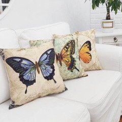 Kelebek Desen Kırlent Kılıfı 3 lü Kombin Set