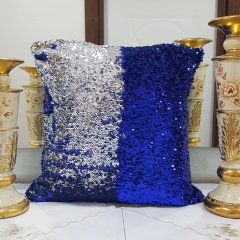 Pul Payetli Kırlent Kılıfı Çift Renkli