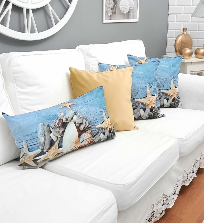 Marin Desen Kırlent Kılıfı 4lü Kombin Set