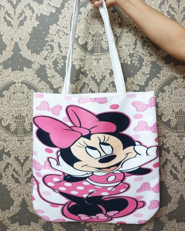 Mini Mouse Baskılı Kumaş Heybe Çanta