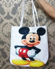 Mickey Mouse Baskılı Kumaş Heybe Çanta