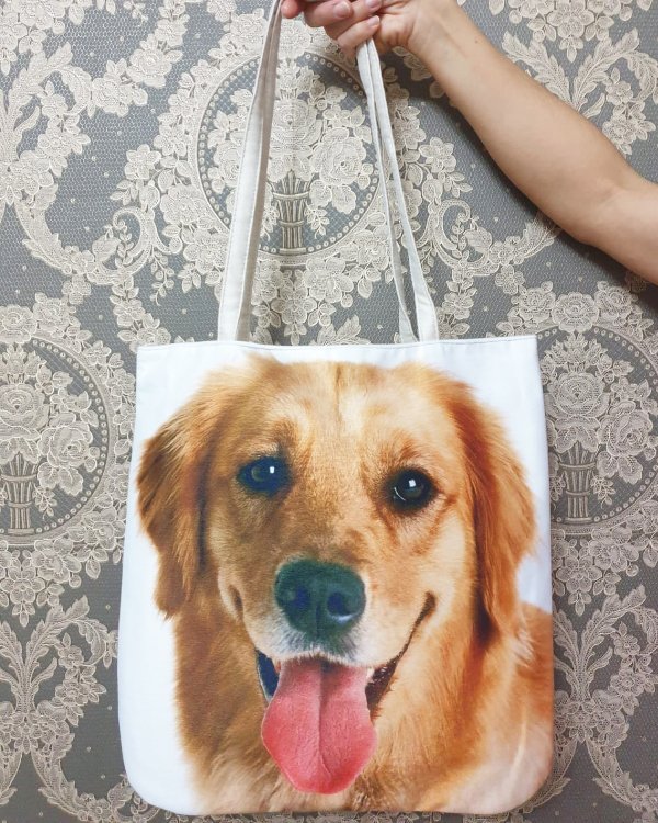 Köpek Baskılı Kumaş Heybe Çanta