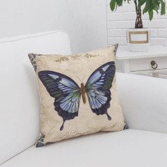 Yaz Temalı Kelebek Kırlent Kılıfı 43x43cm