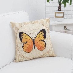 Yaz Temalı Kelebek Kırlent Kılıfı 43x43cm