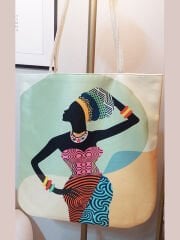 African Baskılı Kumaş Heybe Çanta
