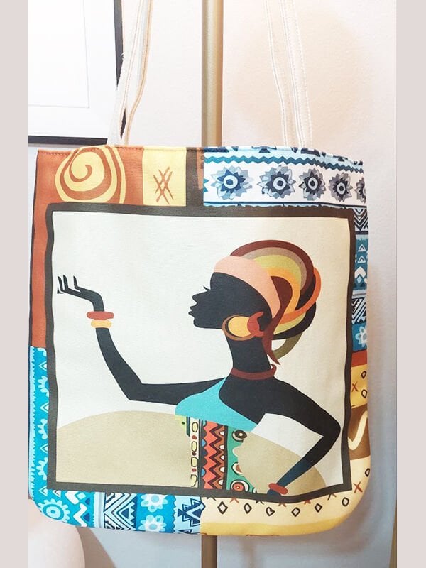 African Baskılı Kumaş Heybe Çanta