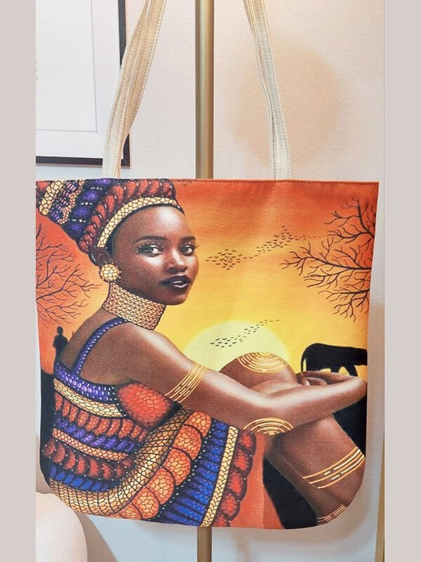 African Baskılı Kumaş Heybe Çanta