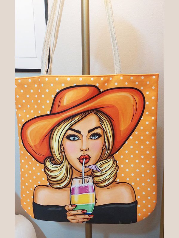 Popart Baskılı Kumaş Heybe Çanta
