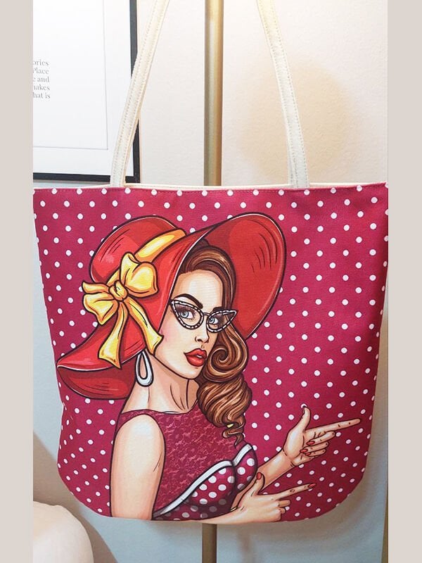 Popart Baskılı Kumaş Heybe Çanta