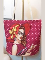 Popart Baskılı Kumaş Heybe Çanta