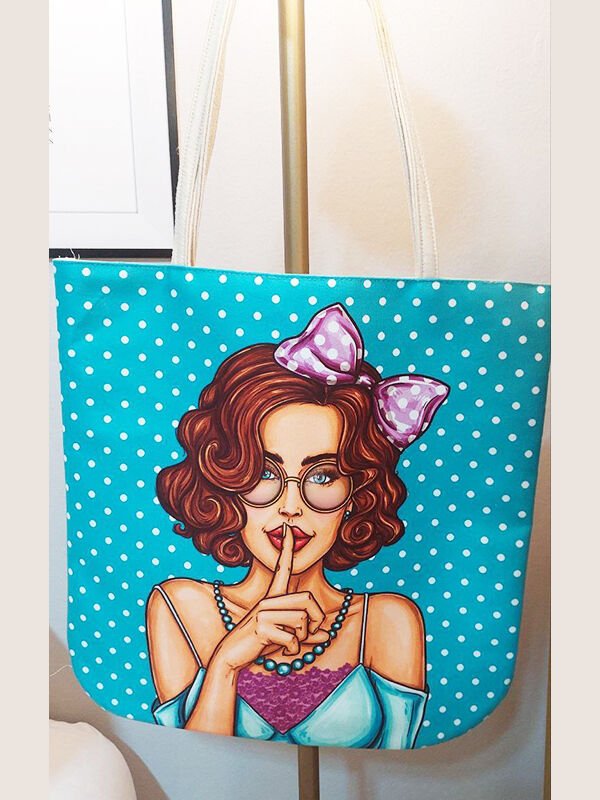 Popart Baskılı Kumaş Heybe Çanta