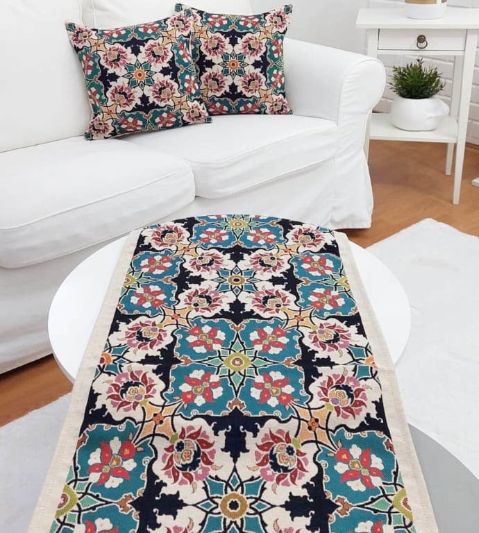 Goblen Dokuma Kırlent Kılıfı ve Runner 2+1 Set