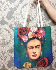 Frida Desen Baskılı Kumaş Heybe Çanta