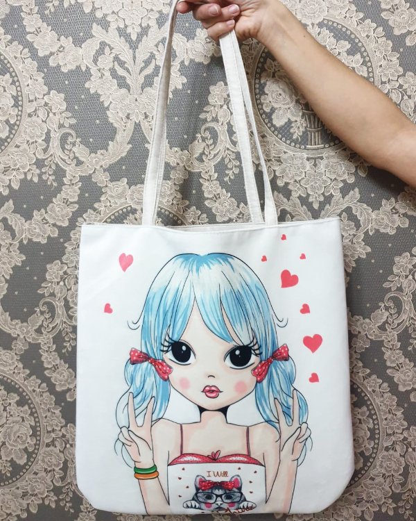 Anime Baskılı Kumaş Heybe Çanta