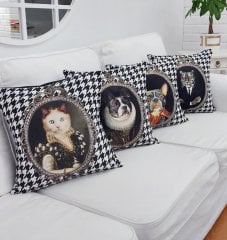 Sevimli Hayvan Figürlü Kırlent Kılıfı 4lü Kombin Set