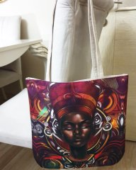 Afrikalı Kadın Baskılı Kumaş Heybe Çanta