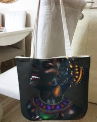 Afrikalı Kadın Baskılı Kumaş Heybe Çanta