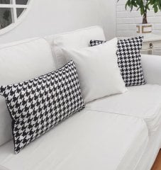 Kaz Ayağı Tay Tüyü Kırlent Kılıfı 3 lü Kombin Set