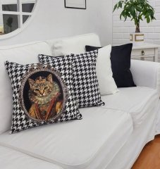 Hayvan Figürlü Kaz Ayağı Kırlent Kılıfı 4 lü Kombin Set