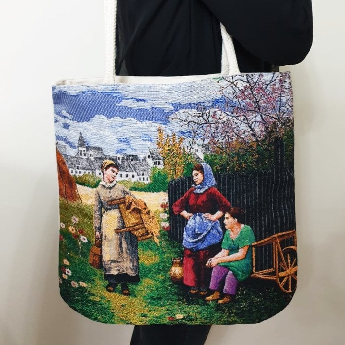 Tablo Goblen Dokuma Kumaş Heybe Çanta