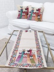 Goblen Dokuma Kırlent Kılıfı ve Runner 2+1 Set