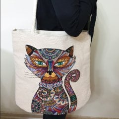 Kedi Goblen Dokuma Kumaş Heybe Çanta