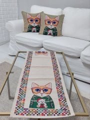 Goblen Dokuma Kırlent Kılıfı ve Runner 2+1 Set