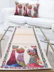 Goblen Dokuma Kırlent Kılıfı ve Runner 2+1 Set