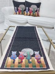 Goblen Dokuma Kırlent Kılıfı ve Runner 2+1 Set