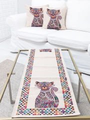 Goblen Dokuma Kırlent Kılıfı ve Runner 2+1 Set