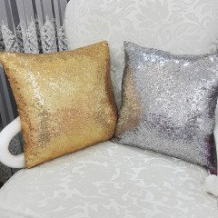 Pul Payetli Kırlent Kılıfı 2li Kombin Set