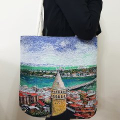 Galata Goblen Dokuma Kumaş Heybe Çanta