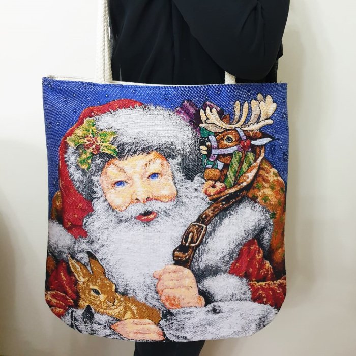 Noel Baba Goblen Dokuma Kumaş Heybe Çanta