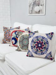 Goblen Dokuma Kırlent Kılıfı 4'lü Karışık Kombin Set
