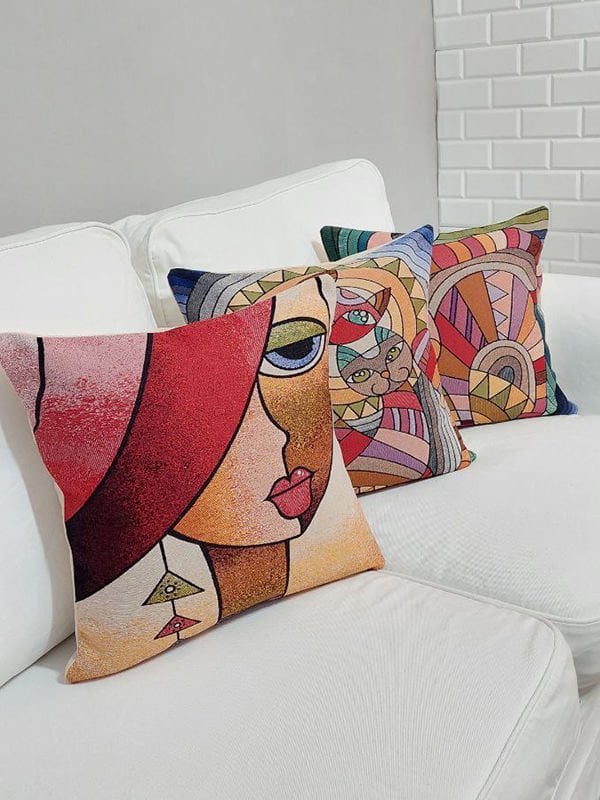 Goblen Dokuma Kırlent Kılıfı 3'lü Karışık Kombin Set
