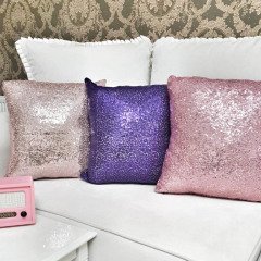 Pul Payetli Kırlent Kılıfı 3lü Kombin Set