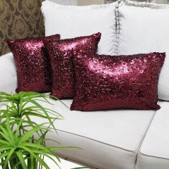 Pul Payetli Kırlent Kılıfı 3lü Kombin Set