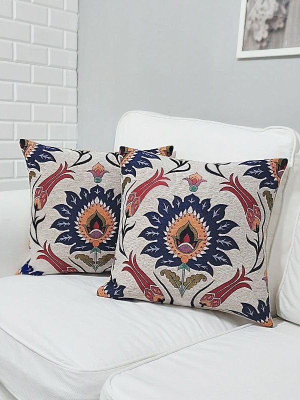 Goblen Dokuma Kırlent Kılıfı 2'li Karışık Kombin Set