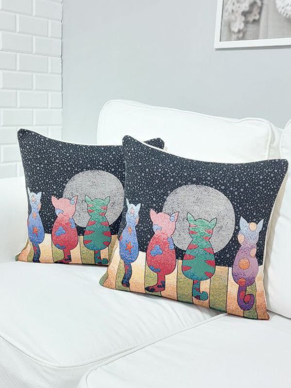 Goblen Dokuma Kırlent Kılıfı 2'li Karışık Kombin Set