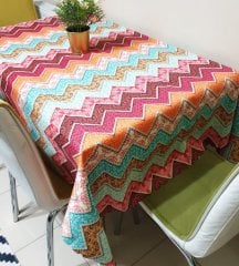 Çini Patchwork Zigzag Desen Masa Örtüsü