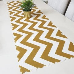 Trendy Gold Zigzag Model Dekoratif Runner 40x140cm