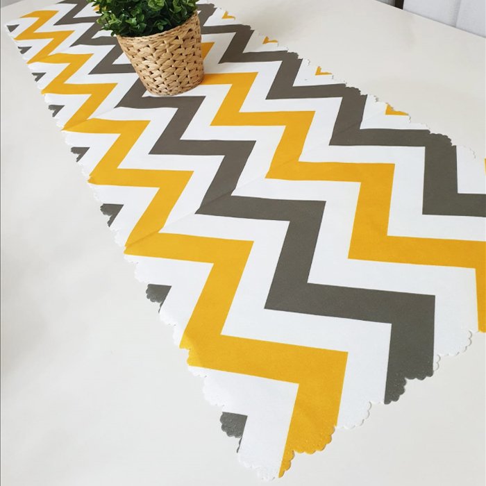 Trendy Renkli Zigzag Model Dekoratif Runner 40x140cm