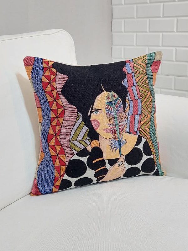 Goblen Dokuma Kırlent Kılıfı 43x43cm